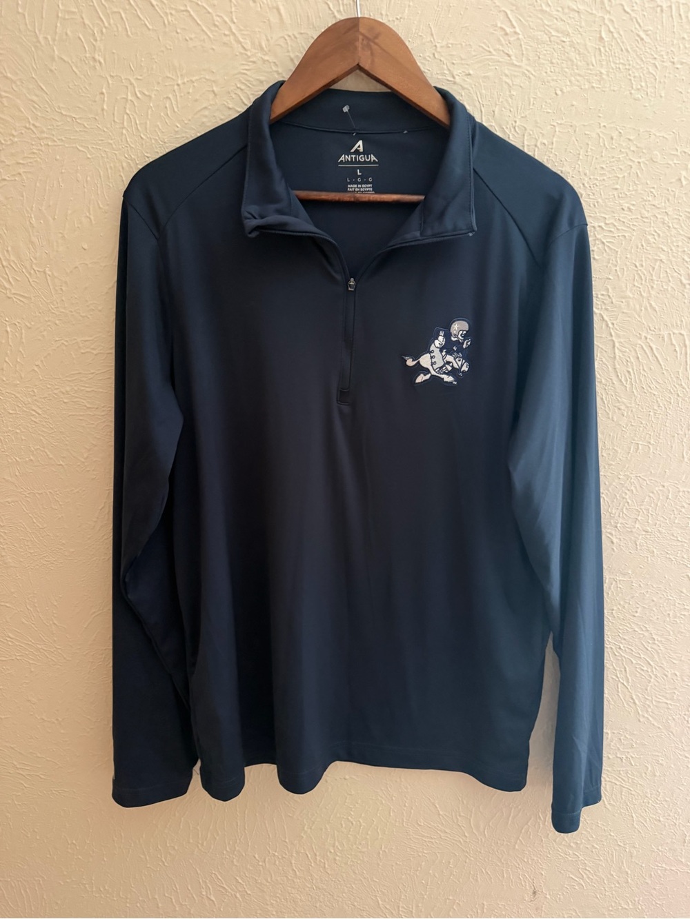 Antigua Dallas Cowboys Throwback Logo Tribute Quarter-Zip Pullover Navy Large